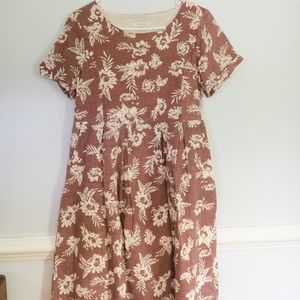 Rusty pink and cream floral dress